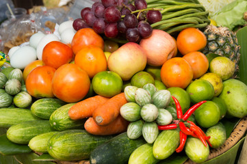 fruits and vegetables in Thai local market