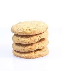 Almond cookie on white background