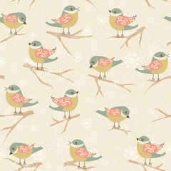 Winter background with birds