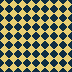 Navy Blue and Yellow Diagonal Checkers on Textured Fabric Backgr