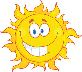 Smiling Sun Cartoon Mascot Character