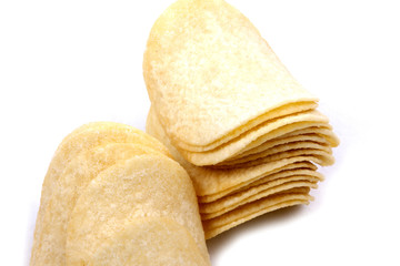 potato crisps (chips) on a white background