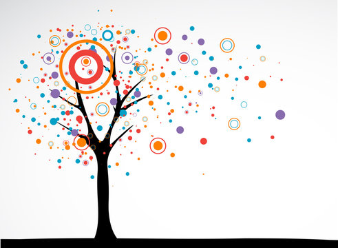 Simple stylized tree with circles and dotts