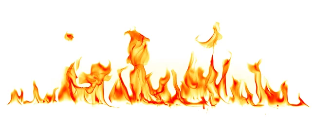Papier Peint photo Lavable Flamme Flammes de feu isolés sur fond blanc