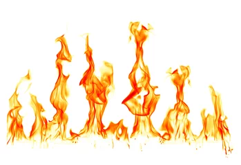 Papier peint photo autocollant rond Flamme Flammes de feu isolés sur fond blanc