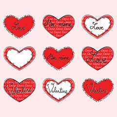 Set of cute Valentine hearts