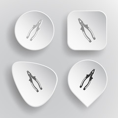 Combination pliers. White flat vector buttons on gray background