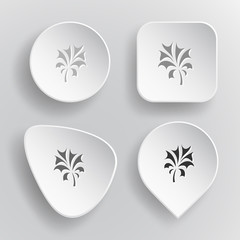 Abstract plant. White flat vector buttons on gray background.
