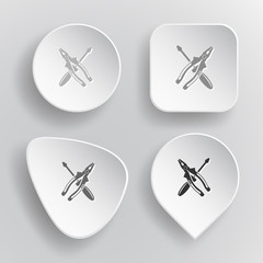 Screwdriver and combination pliers. White flat vector buttons on