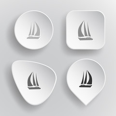 Yacht. White flat vector buttons on gray background.
