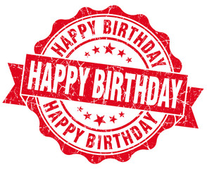 Happy birthday red grungy old style seal