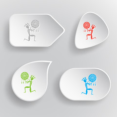 Ethnic little man as shaman. White flat vector buttons on gray b