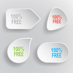 100% free. White flat vector buttons on gray background.