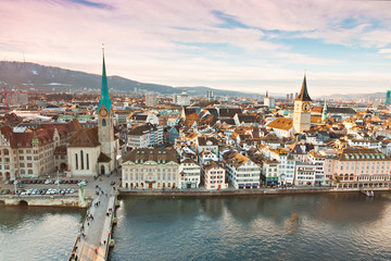 Blick vom Grossmünster auf Zürich