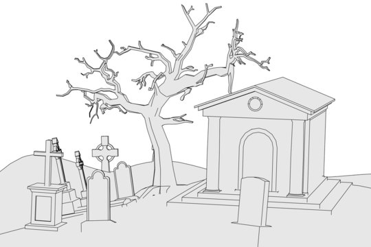 cartoon image of cemetery