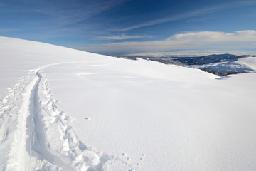 Fototapeta na wymiar Przygody zimowe w Alpach