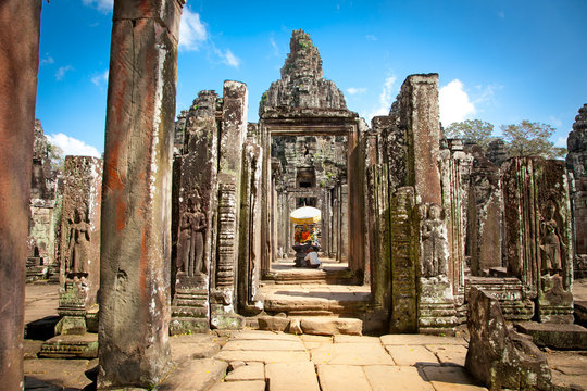 Buddha shrin in Prasat Bayon Temple in Angkor Thom, Cambodia