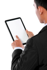 photo of a businessman using tablet PC