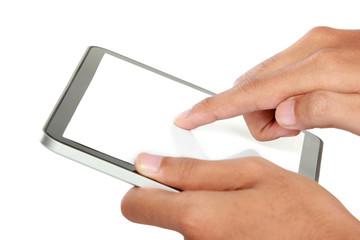 hands holding and touching on tablet pc