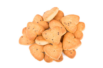 Heart shaped biscuits isolated on white background