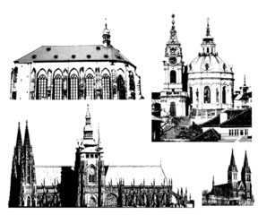 vector famous landmarks of Prague