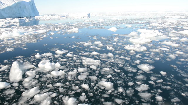 Driving through ice in arctic waters