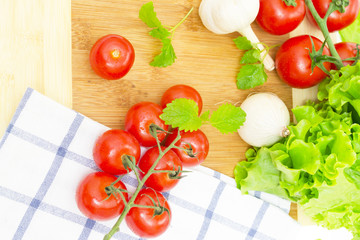 The branch of cherry tomatoes