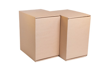 Stack of cardboard boxes isolated on white
