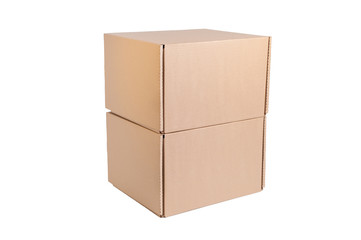 Stack of cardboard boxes isolated on white
