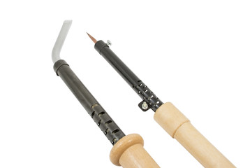 Soldering iron with a wooden handleron