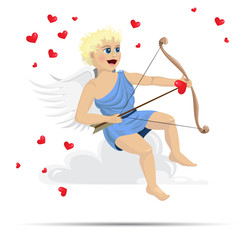 Cupid sitting on a cloud
