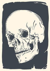 Isolated skull illustration on vintage broken paper