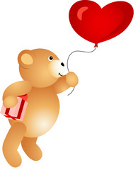 Love Teddy Bear Flying on Balloon