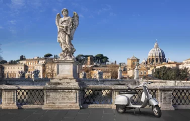 Foto op Plexiglas Sint-Pietersbasiliek in Rome vanaf de San& 39 Angelo-brug © PUNTOSTUDIOFOTO Lda