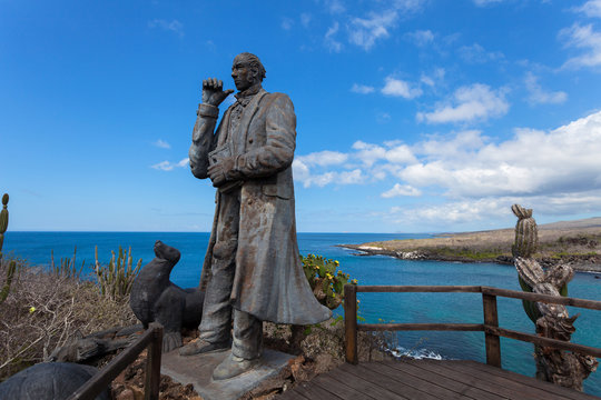 Monument to Darvin on the island of San Cristobal, Galapagos
