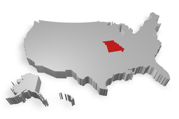 Missouri e cartina degli Stati Uniti in 3d