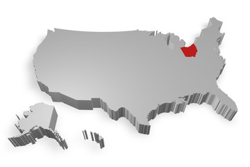 Ohio e cartina degli Stati Uniti in 3d