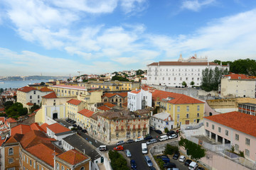 Lisbon Alfama district skyline and Tejo River, Portugal