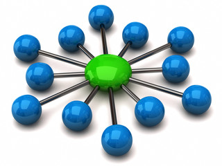 Obraz premium Blue and green network icon