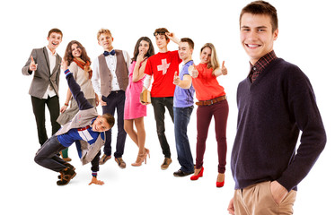 Obraz premium Group of happy smiling young people