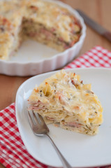 Überbackene Schinkenfleckerl