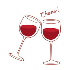 Red Wine Glasses In Doodle Style
