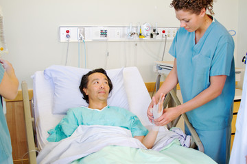 Patient giving nurse a smile