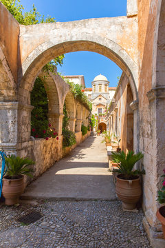 Monastery (friary) in Messara Valley at Crete, Greece
