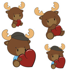 reindeer cute baby heart cartoon vector