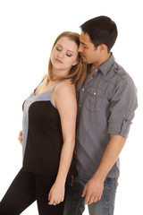 Couple casual together eyes closed