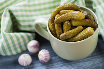 Pickled cucumbers, horizontal shot