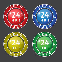 24 hrs Open Vector Glossy Icon