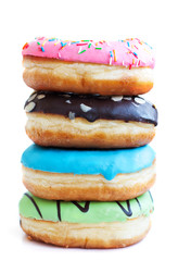 Stack of fresh, colorful donuts