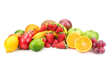 fresh fruits isolated on white background